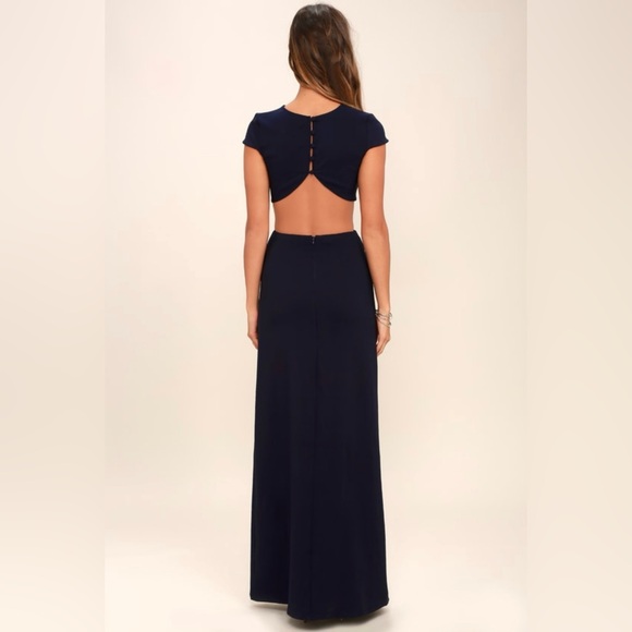Lulu’s Conversation Piece Navy Blue Backless Maxi Dress size medium, worn once - Picture 5 of 11